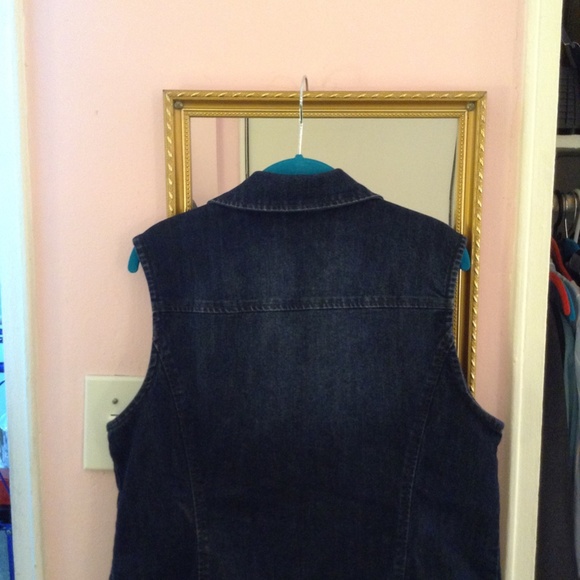 VINTAGE STYLE & CO BLUE DENIM VEST WITH ZIPPER SIZE LARGE - Picture 4 of 6